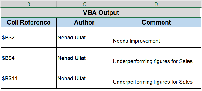 Run VBA Code to Find and Display All Comments Automatically