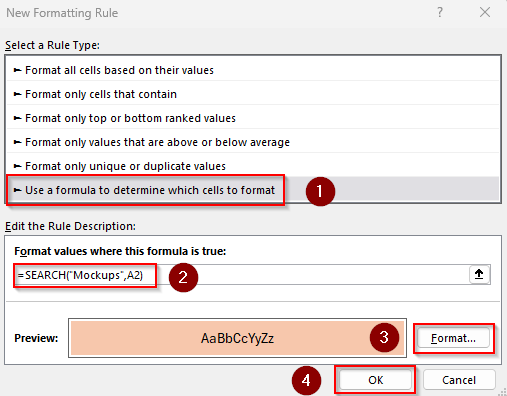 Conditional Formatting Formula for Partial Matches