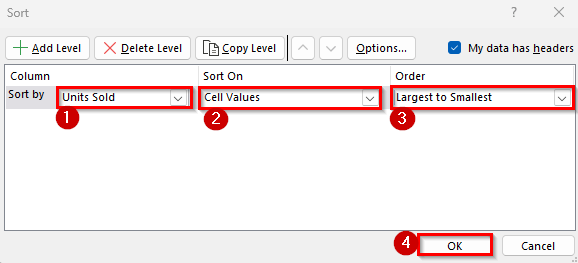 Sorting Rows by Column with the Sort Dialog Box