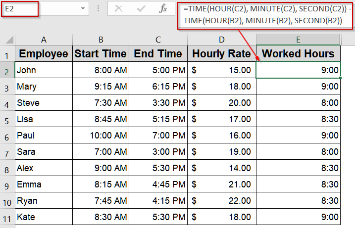 Using the TIME Function for Custom Calculations