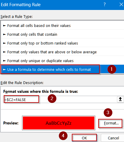 Apply Conditional Formatting for Unchecked Checkboxes