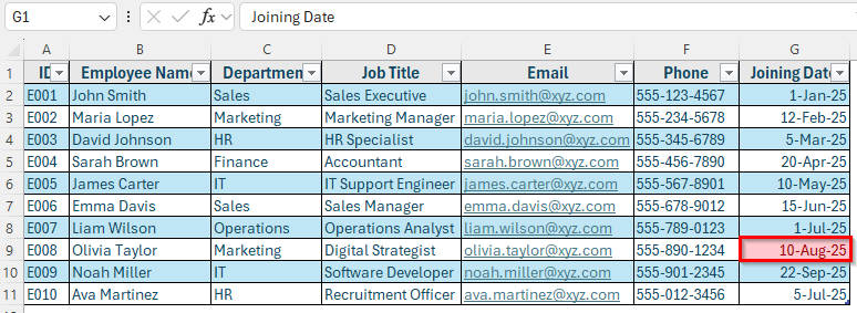 Steps to Create an Employee Database in Excel
