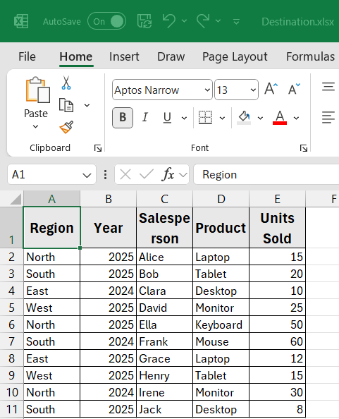 Copy Data Using Advanced Filter