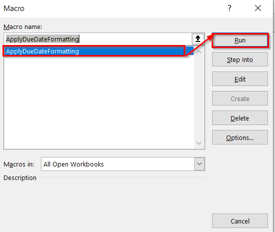 Applying VBA Macro to Apply Conditional Formatting for Dates Older Than Today