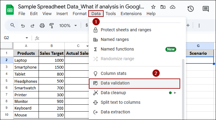 Scenario-Based Data Modeling for What-If Analysis in Google Sheets
