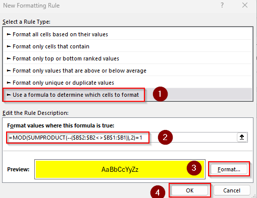 Conditional Formatting Formula for Variable Grouped Rows