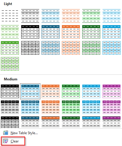 Manually Changing Table Fill Colors