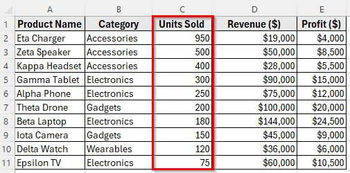 Sorting Rows by Column with the Sort Dialog Box