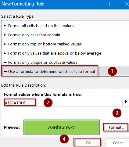 Highlight Rows Based on Checkbox Value Using IF Formula