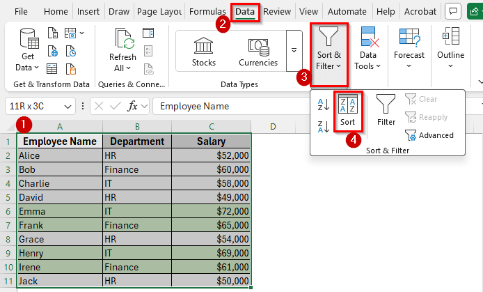 Sort by Cell Color or Font Color in Excel