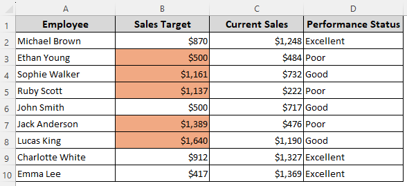 Compare Values in Two Columns and Format Based on the Values