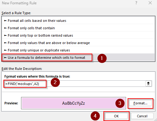 Conditional Formatting Formula for Partial Matches
