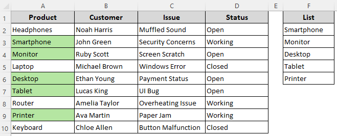 Applying Conditional Formatting Formula with COUNT and SEARCH Functiions to Highlight Matching Texts