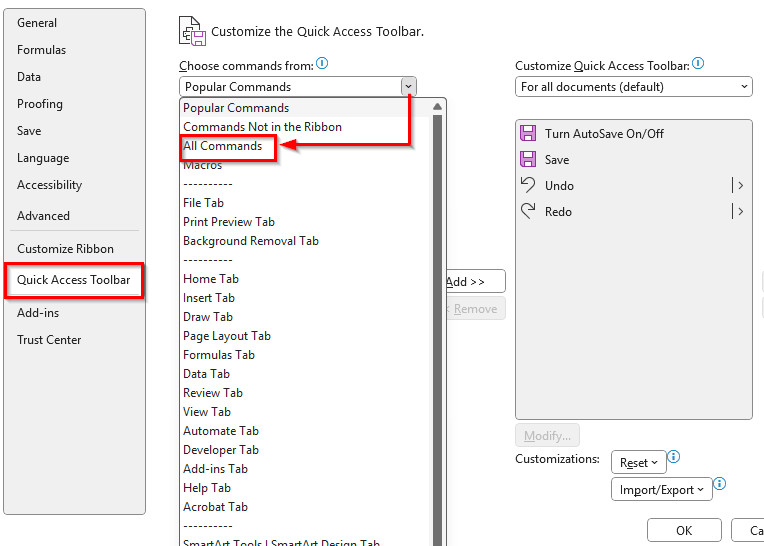Insert Text Box Using the Quick Access Toolbar in Excel