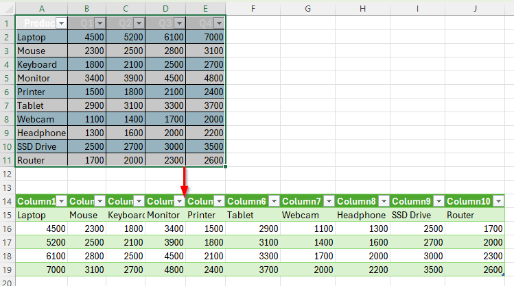 Using Power Query to Transpose Data in Excel