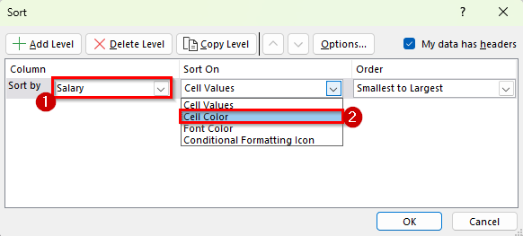 Sort by Cell Color or Font Color in Excel