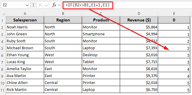 Using a Helper Column with IF Function to Highlight Alternate Rows