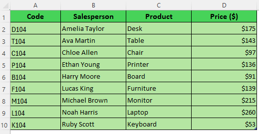 Manually Changing Table Fill Colors
