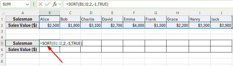 Apply SORT Function to Auto Sort by Columns