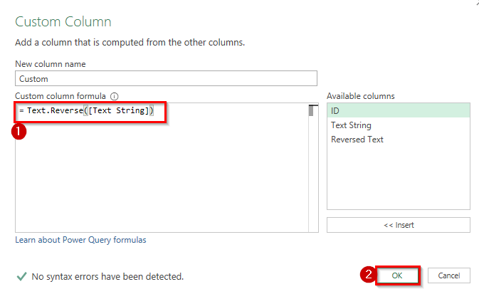 Using Power Query to Reverse a Text String
