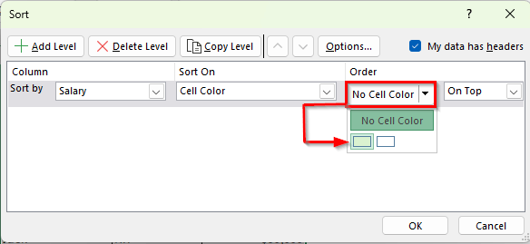 Sort by Cell Color or Font Color in Excel