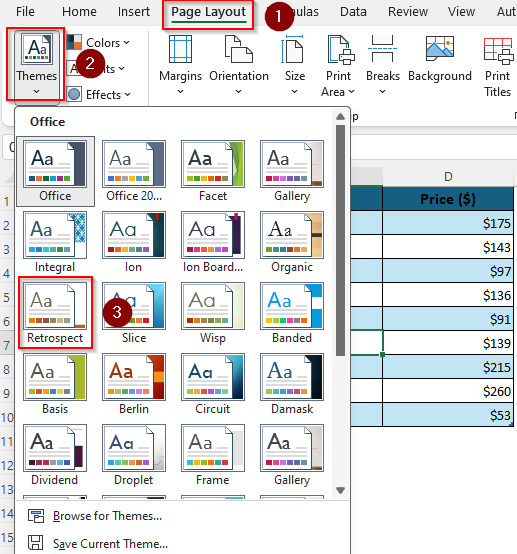 Changing Page Theme to Replace the Entire Table's Color Palette