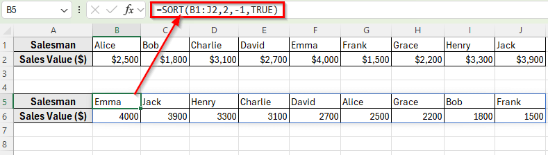 Apply SORT Function to Auto Sort by Columns