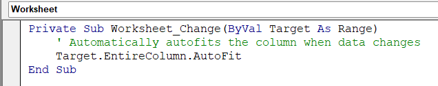AutoFit Automatically with VBA Events