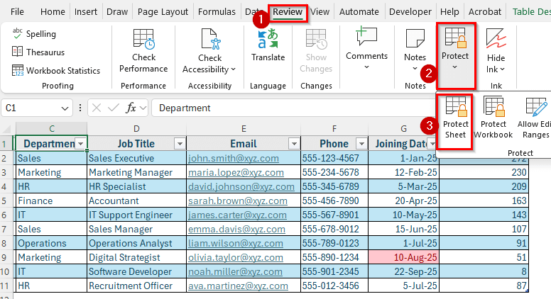 Steps to Create an Employee Database in Excel