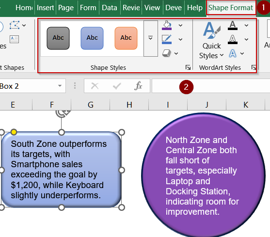 Steps to Format a Text Box in Excel