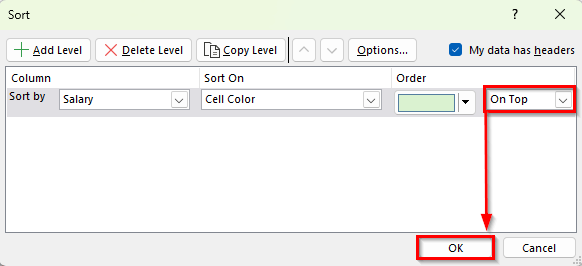 Sort by Cell Color or Font Color in Excel