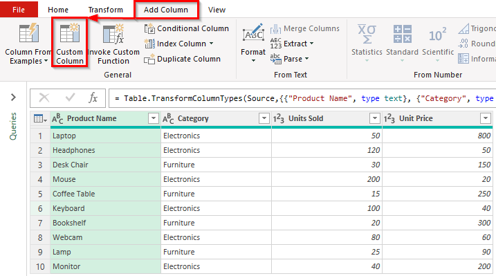 Add a Column Using Power Query (Advanced)