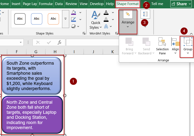 Steps to Format a Text Box in Excel