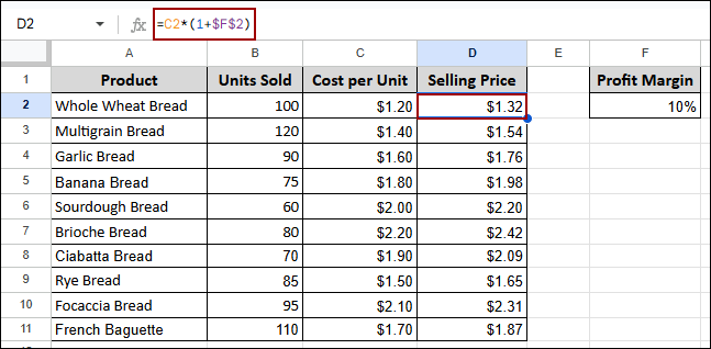 Sensitivity Analysis in Google Sheets