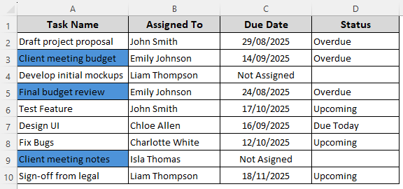 Format Cells that Contain One of Multiple Text Values