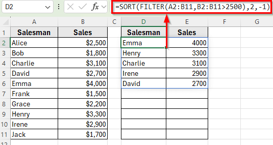 Use SORT with FILTER to Auto Sort by Conditions