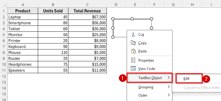 Using ActiveX Controls to Insert Text Box in Excel