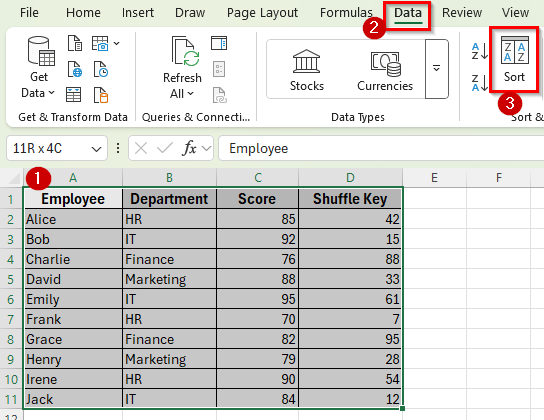 Using Manual Random Numbers for One-Time Shuffle