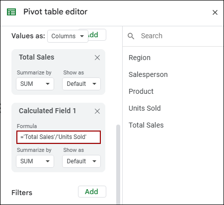 Using Calculated Fields in Pivot Tables