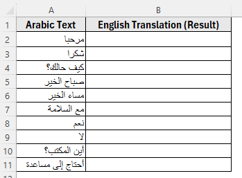 Using TRANSLATE Function to Translate Arabic to English