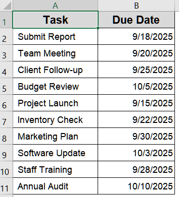 Highlight Dates Within a 30-Day Range Using Conditional Formatting