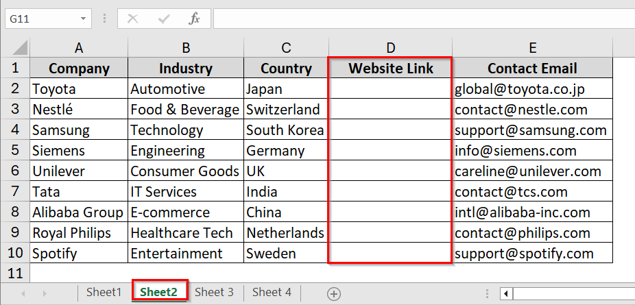 Using Keyboard Shortcut to Copy Hyperlink in Excel