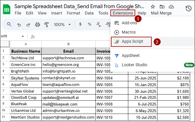 Sending Emails Automatically from Google Sheets