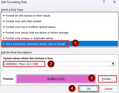 Highlight One Column When Another Column Meets Single or Multiple Conditions (Text)