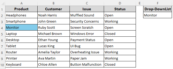 Format Cells Containing Text from a Drop-Down List