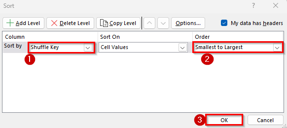Using Manual Random Numbers for One-Time Shuffle
