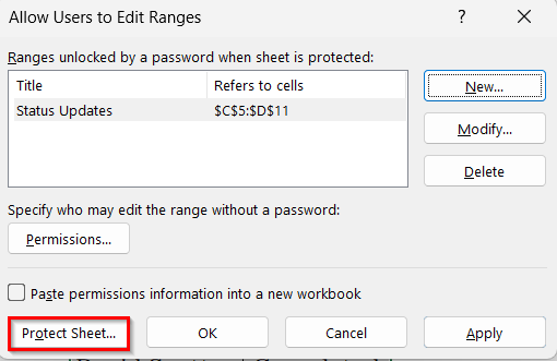 Set Permissions for Certain Users to Edit Certain Ranges of a Shared File