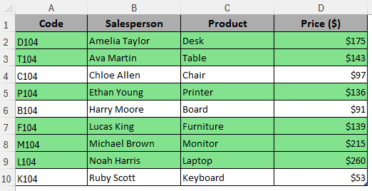 Using Conditional Formatting to Change Table Colors Based on Values