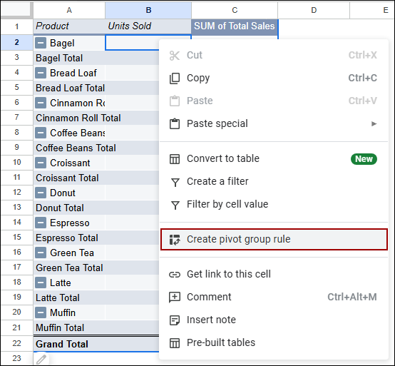 Grouping Data Inside Pivot Tables