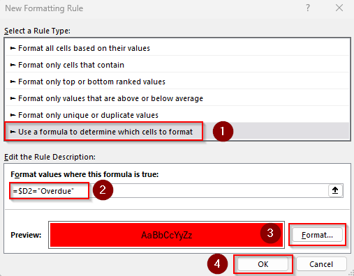 Formatting the Entire Row Based on the Text Result
